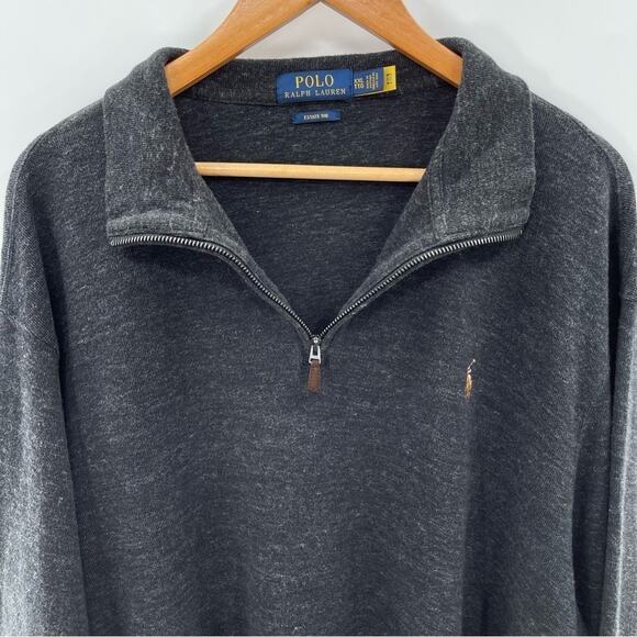 Polo Ralph Lauren Men's Gray Cotton Quarter Zip Sweatshirt Comfy Normcore XXL - Picture 2 of 12